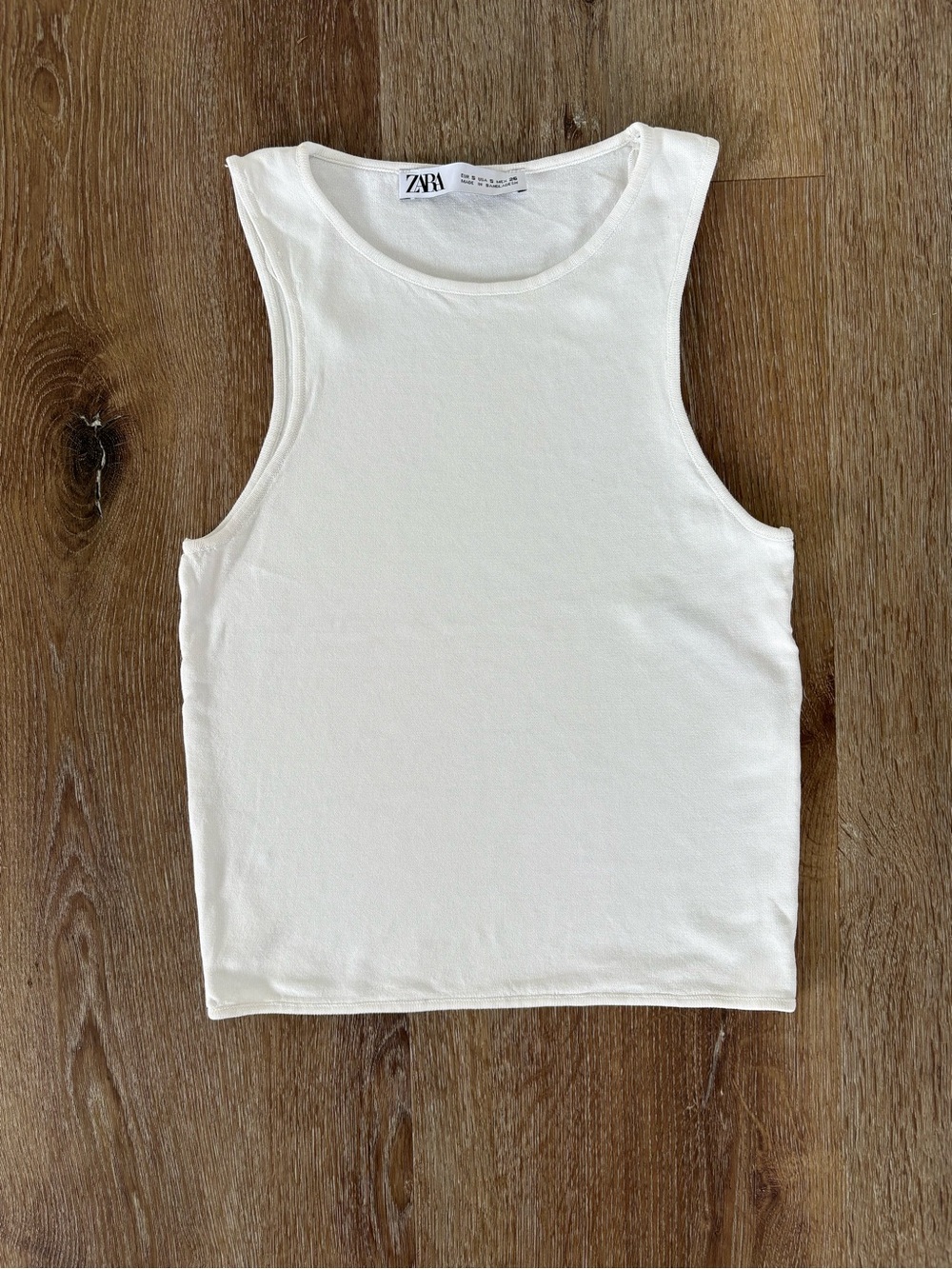 NWOT ZARA Knit Cropped Tank Top in White Size: S| Summer, Minimalist